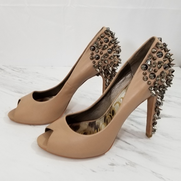 Sam Edelman Shoes - Sam Edelman Lorissa Nude Leather Spiked Heel Pumps